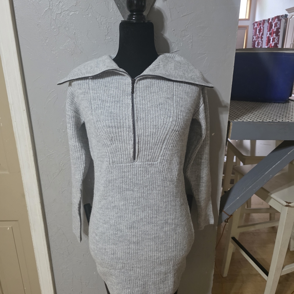 Gray Knit Sweater Dress